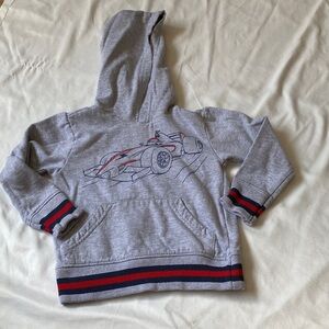 Kids Gray Pea Coat with Racing Car Design